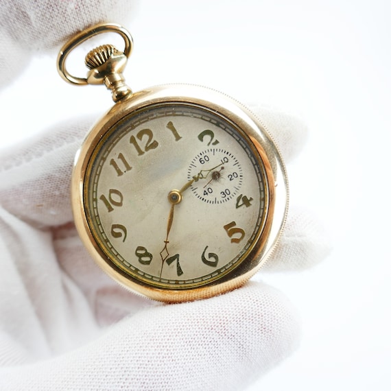 Antique Agassiz Geneva pocket Watch gold filled 1… - image 1