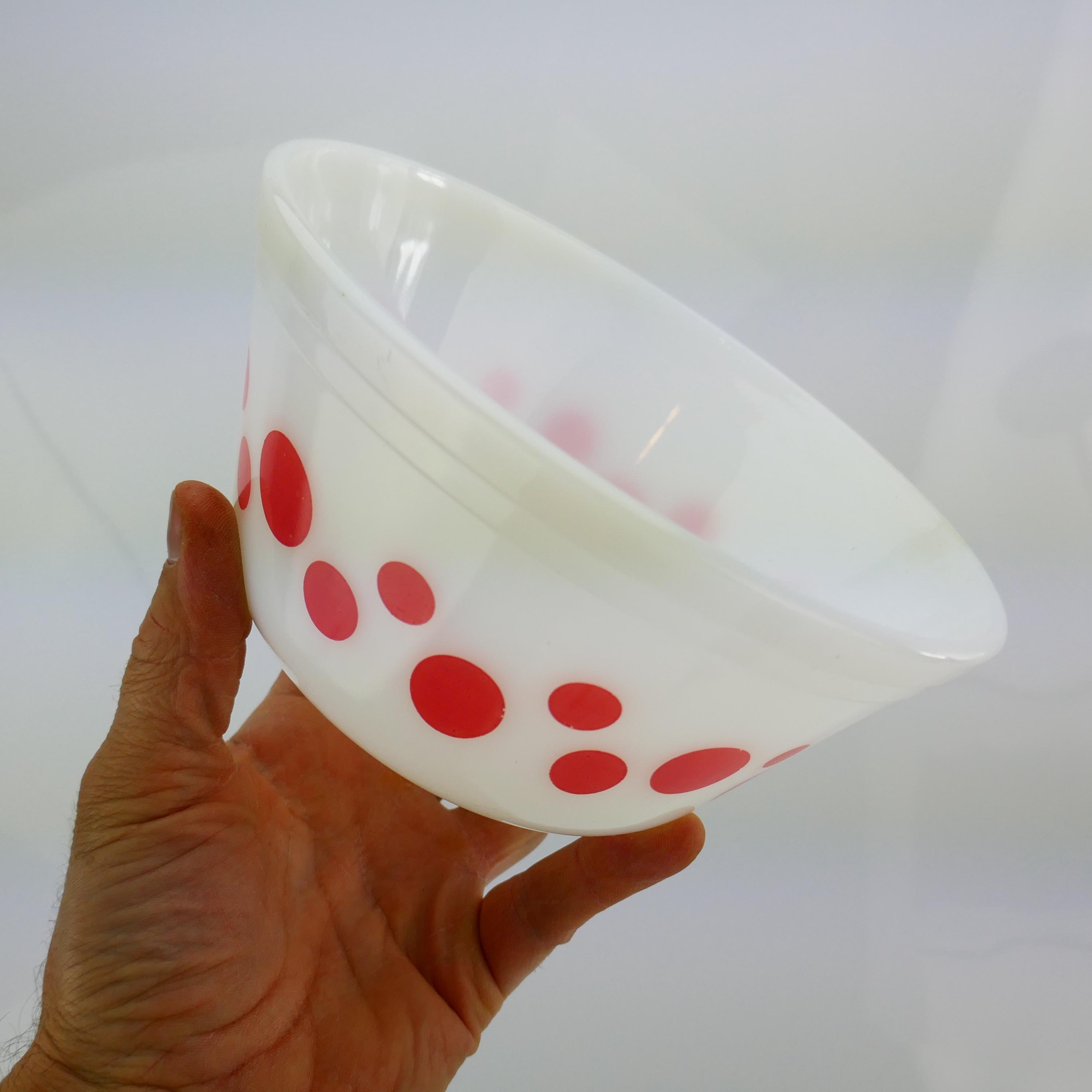 ヴィンテージ フェデラルガラス ポルカドット ボウル 淡いピンク