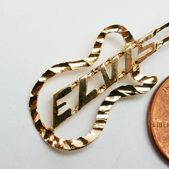 Vintage 10K Yellow Gold Lucky Elvis Pendant Guita… - image 2