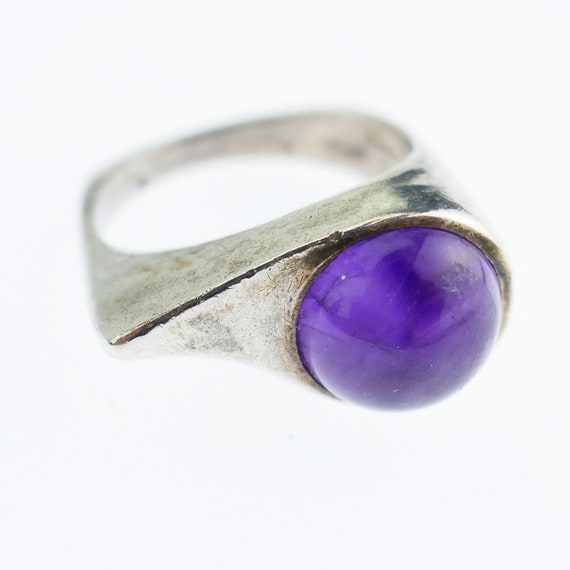 Vintage 925 Ring Square Purple stone Sterling sil… - image 4