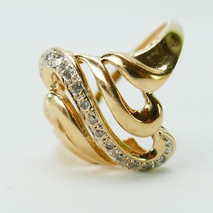 Vintage 10K Gold 2 Ton Diamanten Ringband Größe 9,5 US S Design - Massiv - Feiner Schmuck