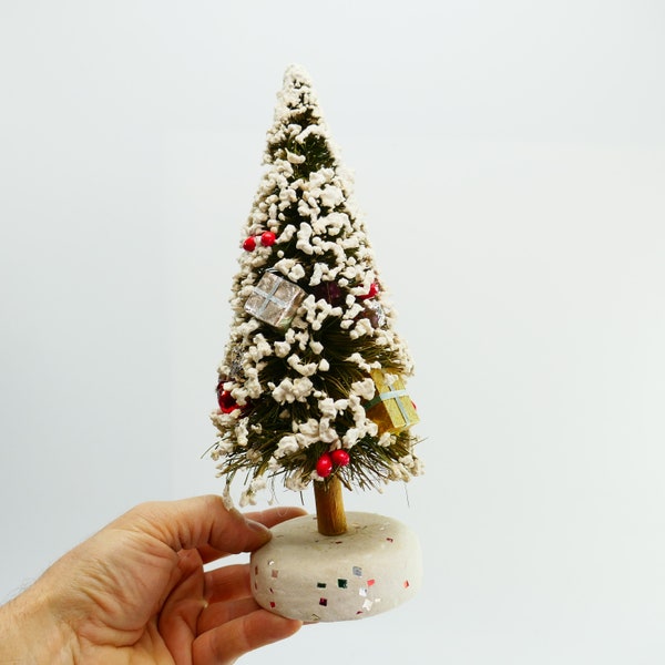 Vintage Japan Bottle Brush Christmas Tree Snow gift ball candy cane Ornaments