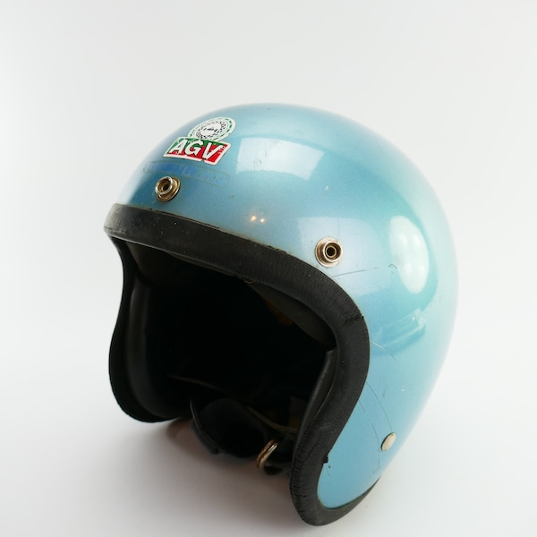 Vintage Collectible AGV Italy Race Helmet 1960's size 6 7/8 Motorcycle SMALL
