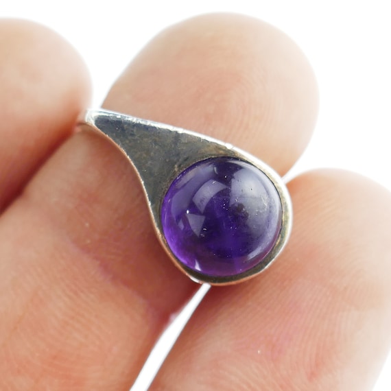 Vintage 925 Ring Square Purple stone Sterling sil… - image 1