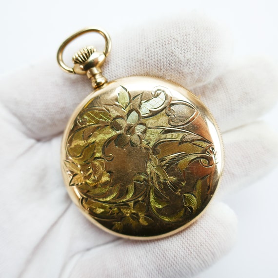 Antique Agassiz Geneva pocket Watch gold filled 1… - image 5
