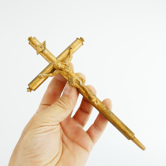 INRI ☆十字架☆イエス・キリスト像/木製/金属/ヴィンテージ 70cm