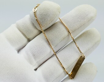 Vintage 10K Yellow box chain Gold bracelet link chain 7'' ID - Solid Gold - Fine Jewelry