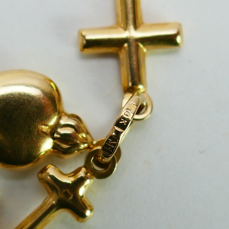 Faith Hope & Love 10K Yellow Gold Heart Anchor Cross Pendant Charm Good