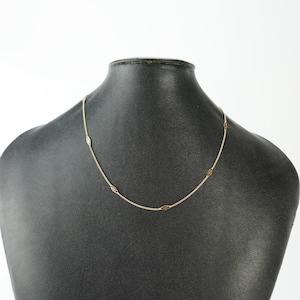 Link Chain 10k cartouche Necklace yellow Gold Vintage 14 inches 1mm minimalist delicate 417 Solid Gold Fine Jewelry Short Choker