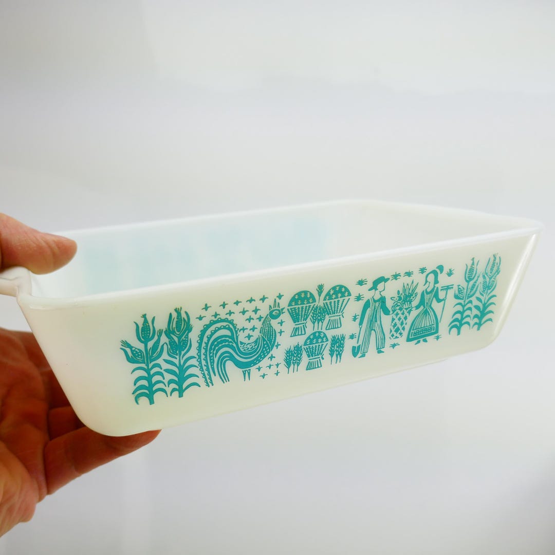Vintage Pyrex Amish 503 Fridge Dish NO Lid Turquoise on White ...