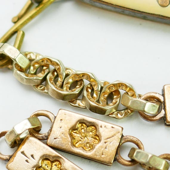 Vintage victorian watch chain rectangular link de… - image 6