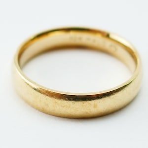 Vintage 10K Yellow Gold band Ring Size 5.5 US minimalist stackable 4mm engagement Malo Comfort fit - Fine Jewelry - Solid Gold