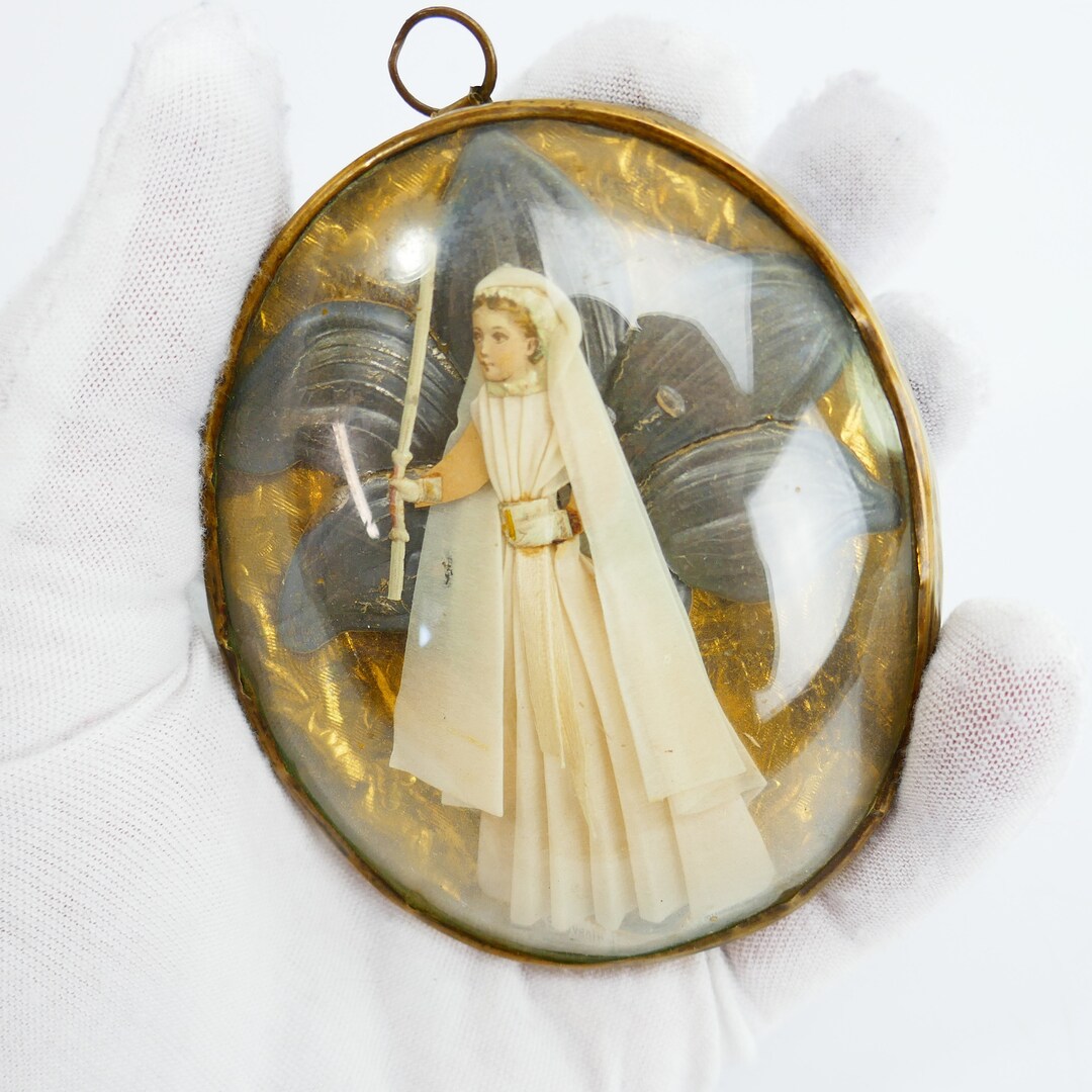 Antique French Religious First Communion of Jesus Ex Voto Dome Bubble ...