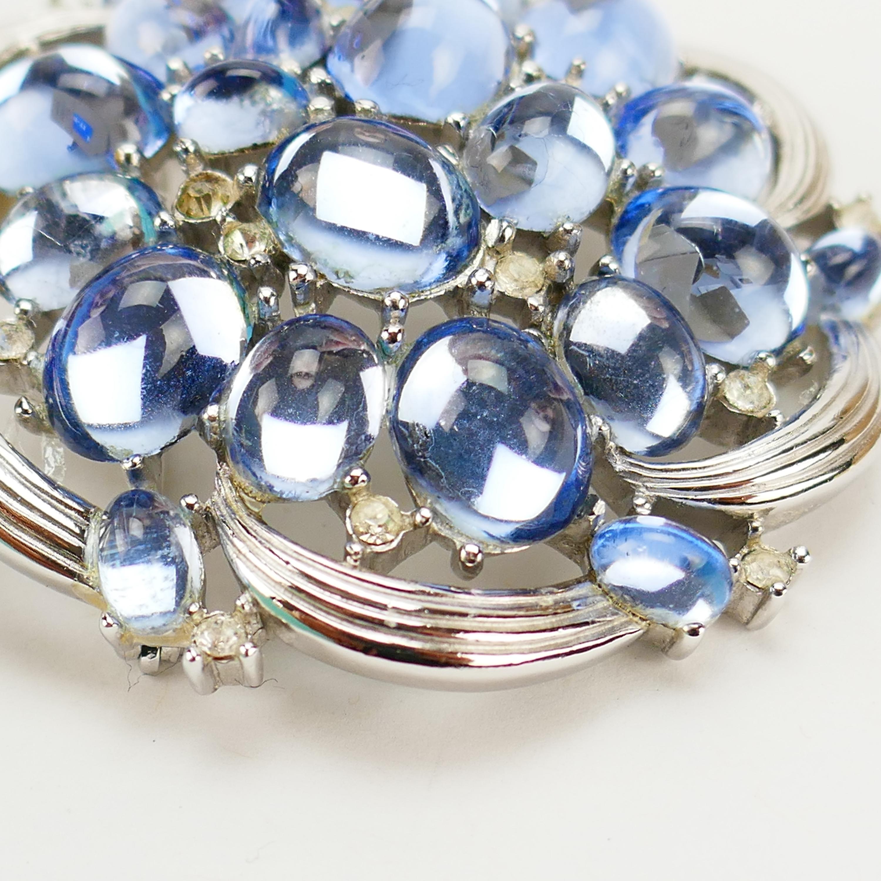 Vintage Trifari Brooch Blue Designer Costume Jewelry Silver Tone - Etsy