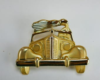 Broche de coche antiguo JJ Jonette Bisutería tono dorado