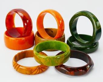 Vintage Bakelit Armreif Armband rot braun grün orange Lot von 9