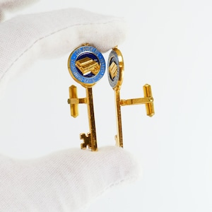 Vintage Cufflinks Keys Los Angeles Convention Exhibition Center gold tone