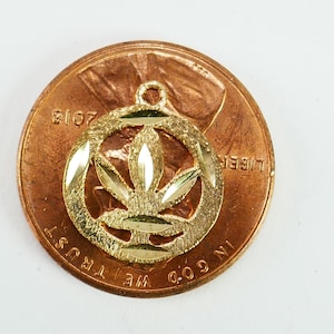 Vintage 10k geelgouden cannabisblad bedel hanger marihuanapot TINY - fijne sieraden - massief goud
