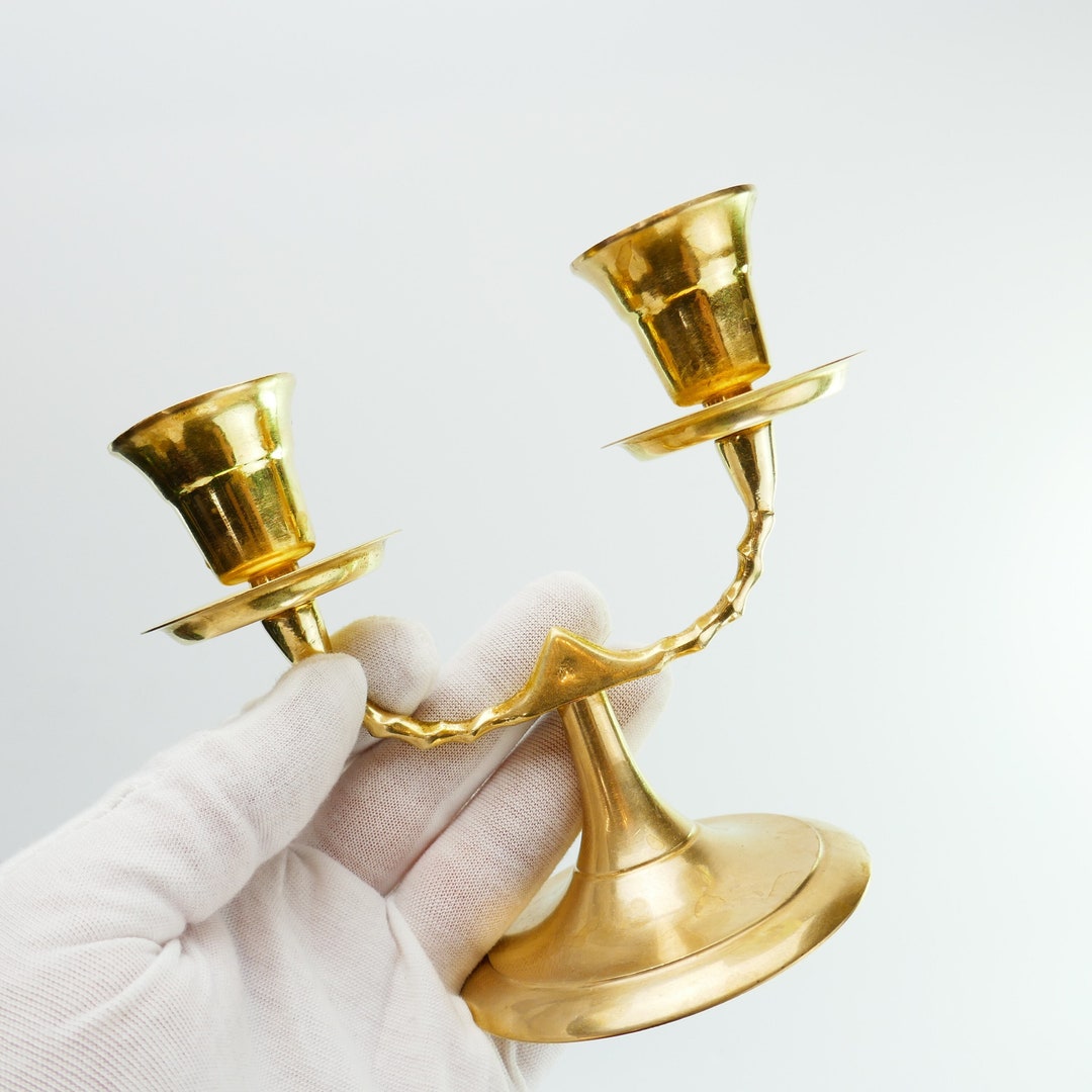 Vintage 2 Arm Candelabra Brass Table Candle Holder Candlestick Hong