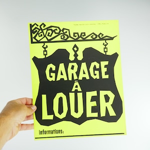 Vintage Garage a Louer Real Estate Sign For Rent Cartón Gran Publicidad Vintage serigrafía Francés