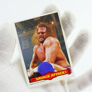 Rare WWF 1985 Savage Attack o-pee-chee Card