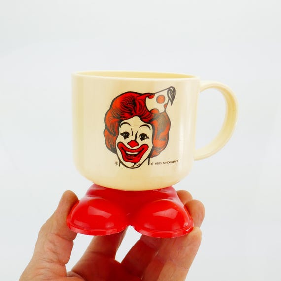 Vintage 1985 Mcdonald's Plastic Party Cup Ronald Mcdonald Mug Red