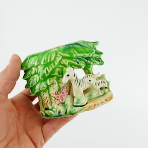 Vintage Ceramic Stafford Planter Zebra Baby Mom - Nursery decor of farmhouse Kitchen