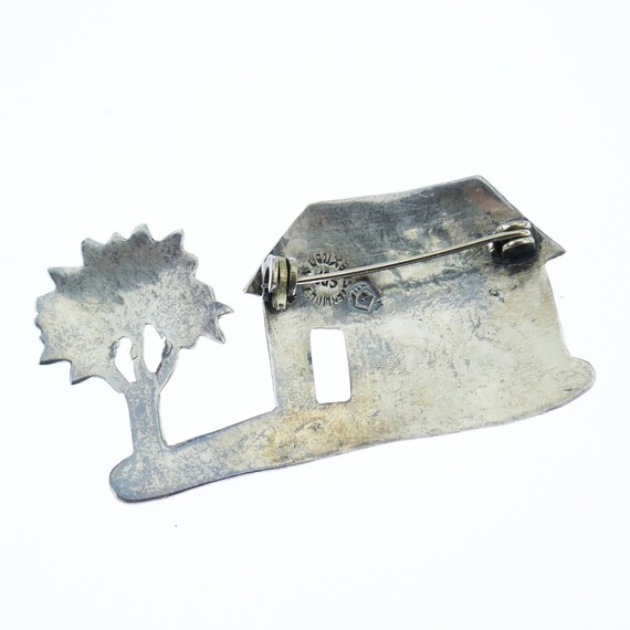 Vintage House home etched Tree Brooch Mexico Ster… - image 3