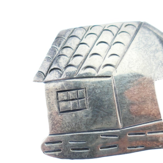 Vintage House home etched Tree Brooch Mexico Ster… - image 5