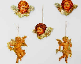 Vintage 80er Jahre B. Shackman Engel Gesicht Weihnachten Victorian Style Ornament Karton Papier