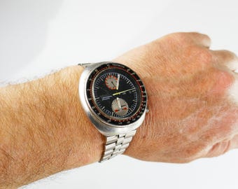 NOT WORKING Seiko "UFO" Chronograph 44mm Black Day Date Dial Automatic Mens Watch 6138-0017
