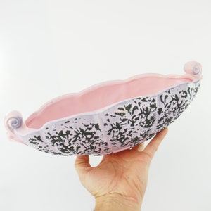 Vintage Mitteltisch Keramik Mccoy - Rosa Schwarz Splatter Retro Pflanzgefäß TV Pflanzgefäß Obstschale