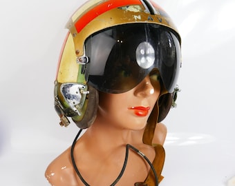 Casque de pilote vintage de l'US Navy, années 1960, décoré par MSA Vietnam / objet de collection