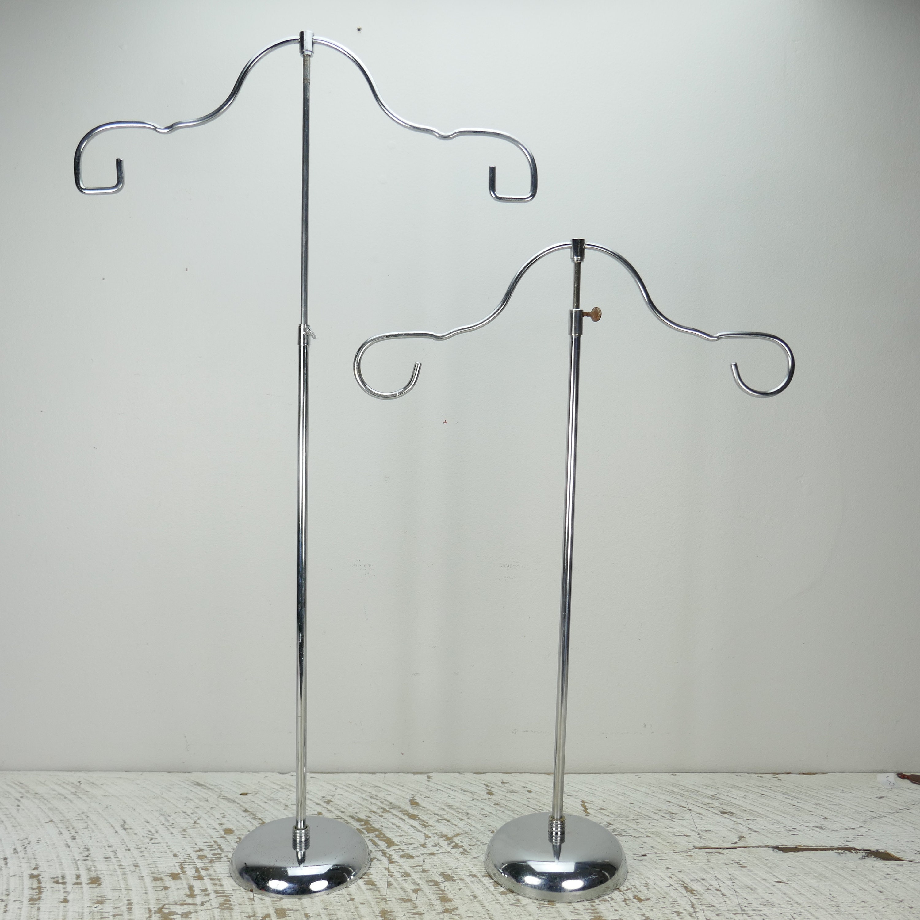 Vintage set of 2 Chrome Display Stand Pedestal Clothing Store Etsy