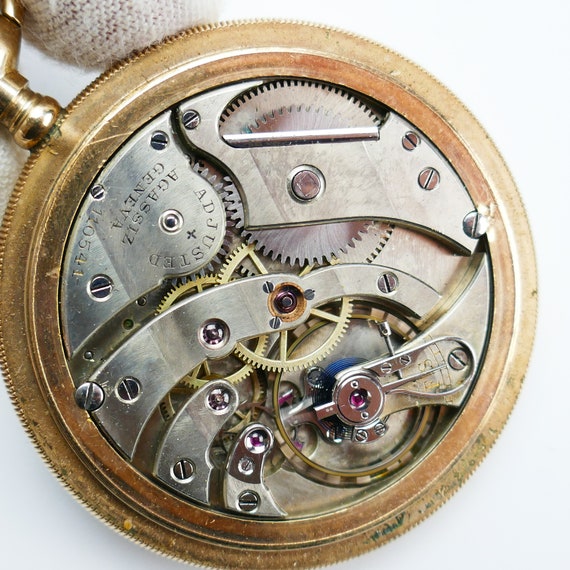 Antique Agassiz Geneva pocket Watch gold filled 1… - image 9