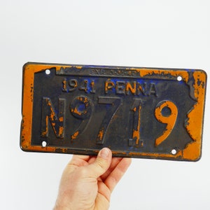 Vintage License Plate Garage Car USA Pennsylvania 1941 N9719