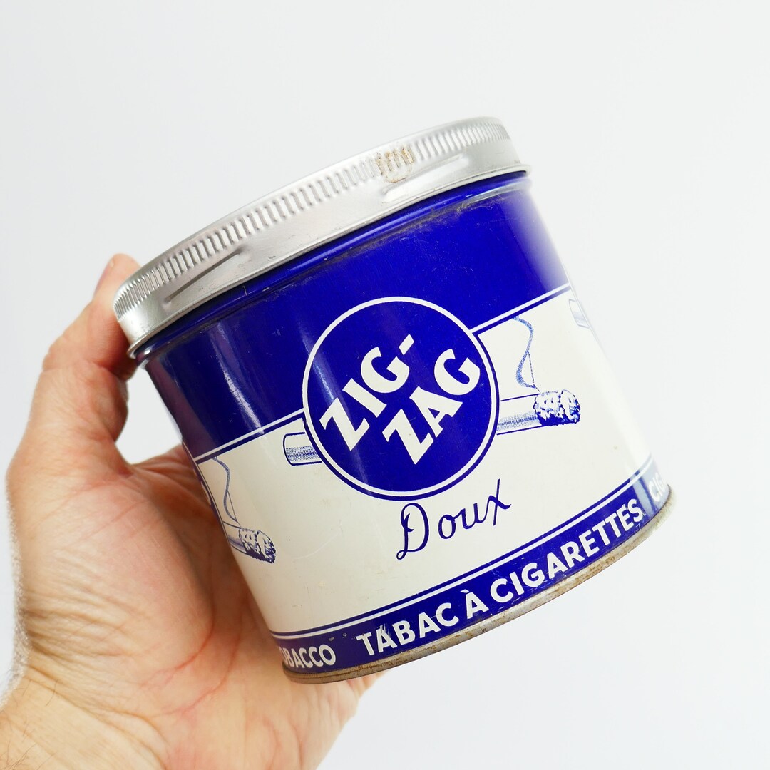 Vintage Zig Zag Mild Cigarette Tobacco Tin Can Collector Container