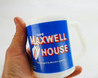 Taza vintage Maxwell House Federal publicitaria de café con leche, de vidrio, EE. UU.