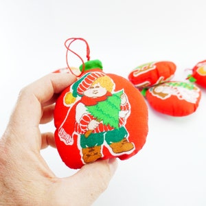 5 Christmas ball Vintage 80s Cabbage Patch Kid Christmas Tree Ornaments sewn cloth kitschmas