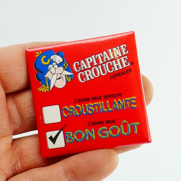 Vintage 80's Button Captain Crunch Cereal Souvenir Button FRENCH