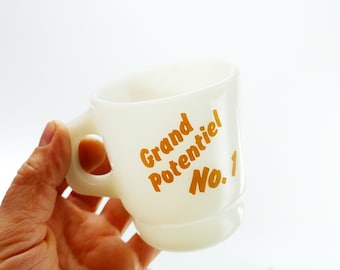Taza vintage "Grand Potentiel no.1 Possibilités Illimitées" - Taza de vidrio de leche Anchor Hocking