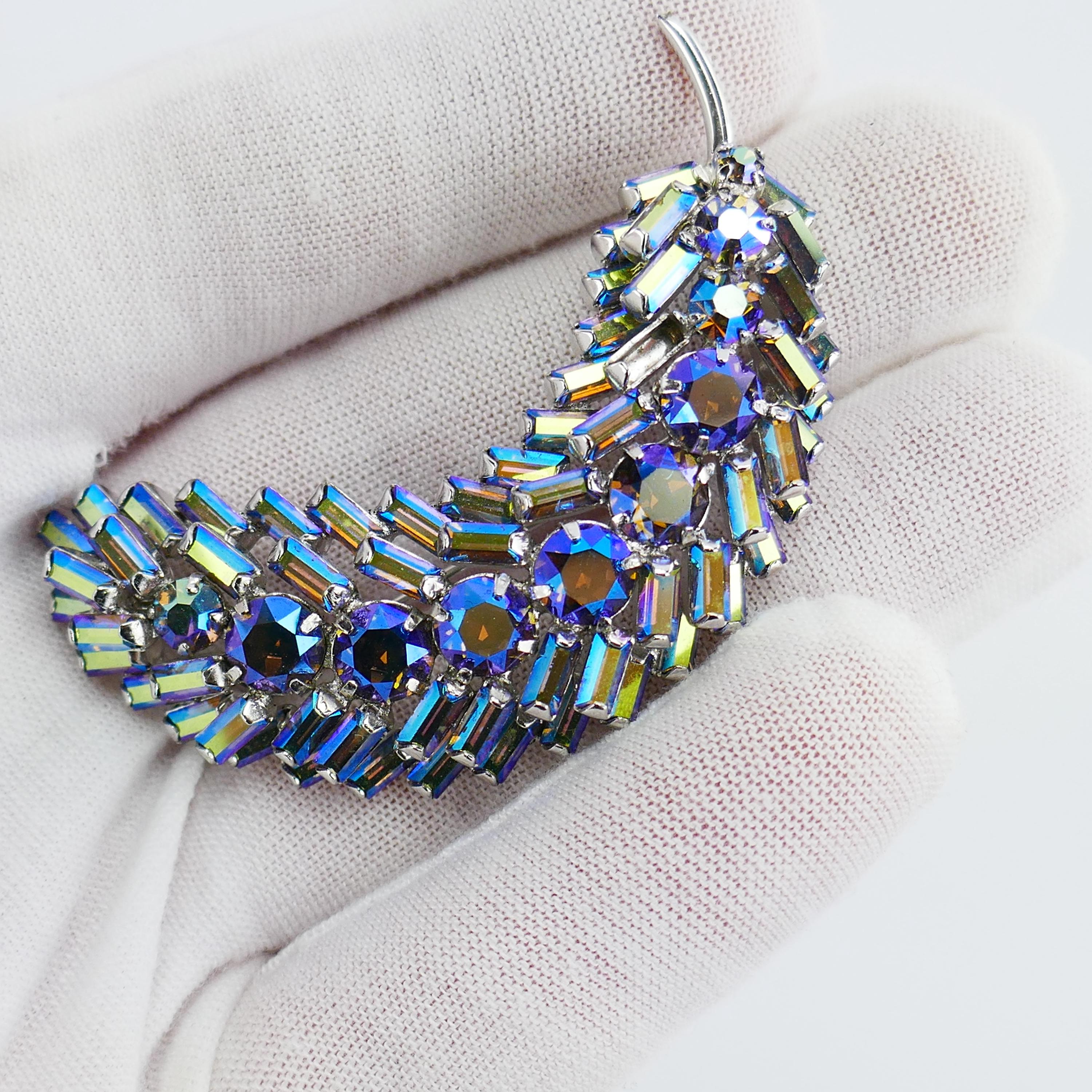 Swarovski brooch blue purple - Etsy 日本