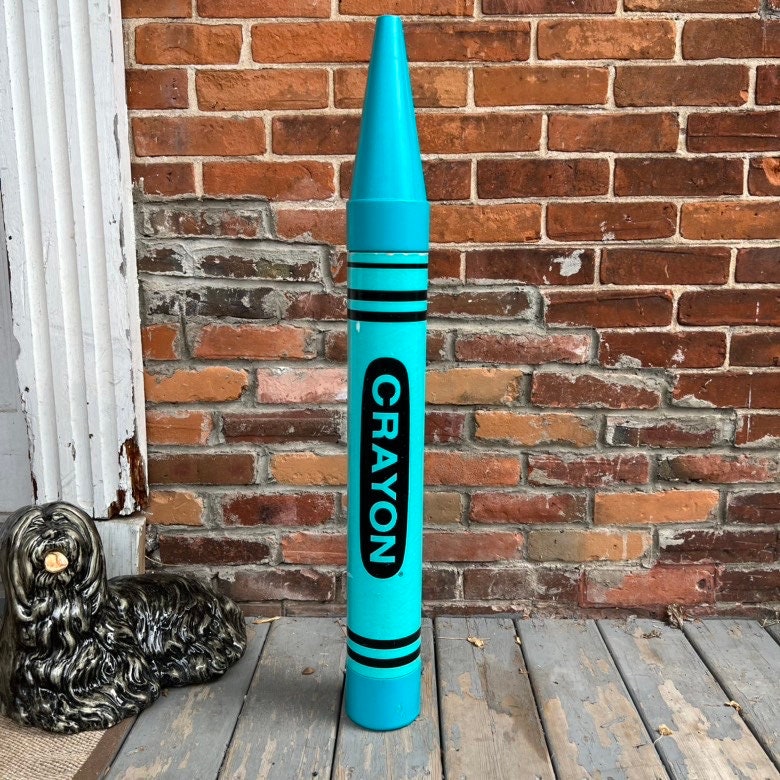 Vintage 1988 Crayon Coin Bank Blue Turquoise Ralphco Bank Wax