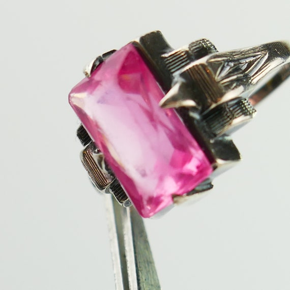 Vintage pink Sterling Silver 925 art deco Ring Si… - image 2