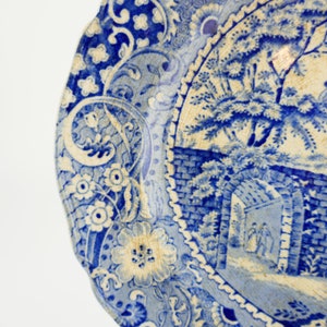 W.R Midwinter Landscape Platter Blue and White Earthenware Serving Plate Antique image 2
