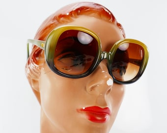 Gafas de sol Christian Dior OVERSIZE de color verde a marrón Vintage