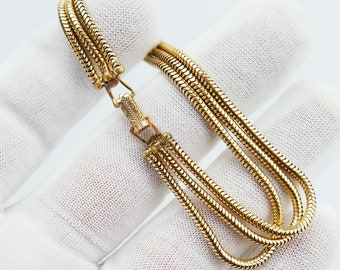 Vintage Bracelet 1/20 12K GF Gold Filled 3 row cable chain 7'' minimalist