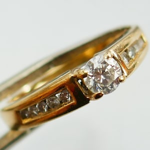 Vintage 10K Gelbgold Diamanten Ringschiene Size 6 US minimalist zart Solid Gold Fineschmuck