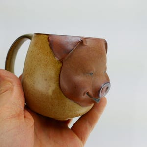 Vintage Happy Pig Mugg Stengods Keramik Keramik Presenthantverk UCTCI Tillverkad i Japan