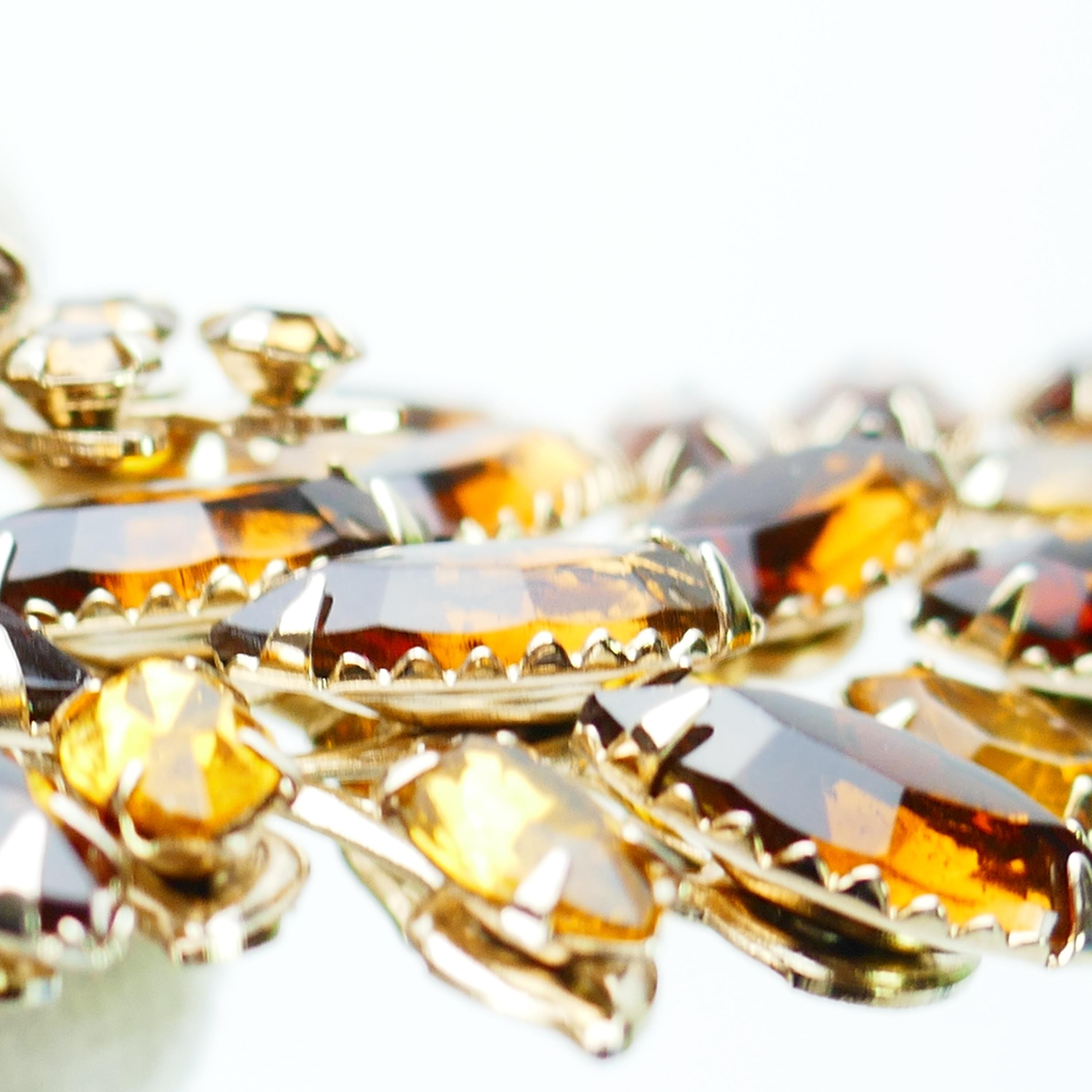 Ab Gold Vintage Leaf Brooch Honey Brown Rhinestones & 1 AB Gold Tone - Etsy Canada